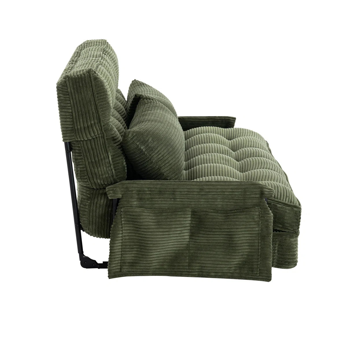 Adjustable Convertible Foldable Corduroy Sleeper Sofa Floor Bed With 2 Pillows