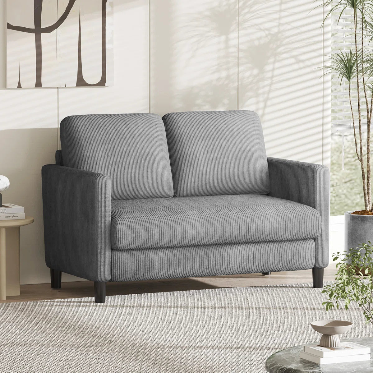 Small 2 seat 48" corduroy sofa, Comfy Sofa Couch with Spring Cushion