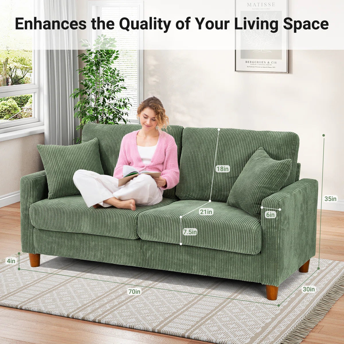 2-seater corduroy sofa