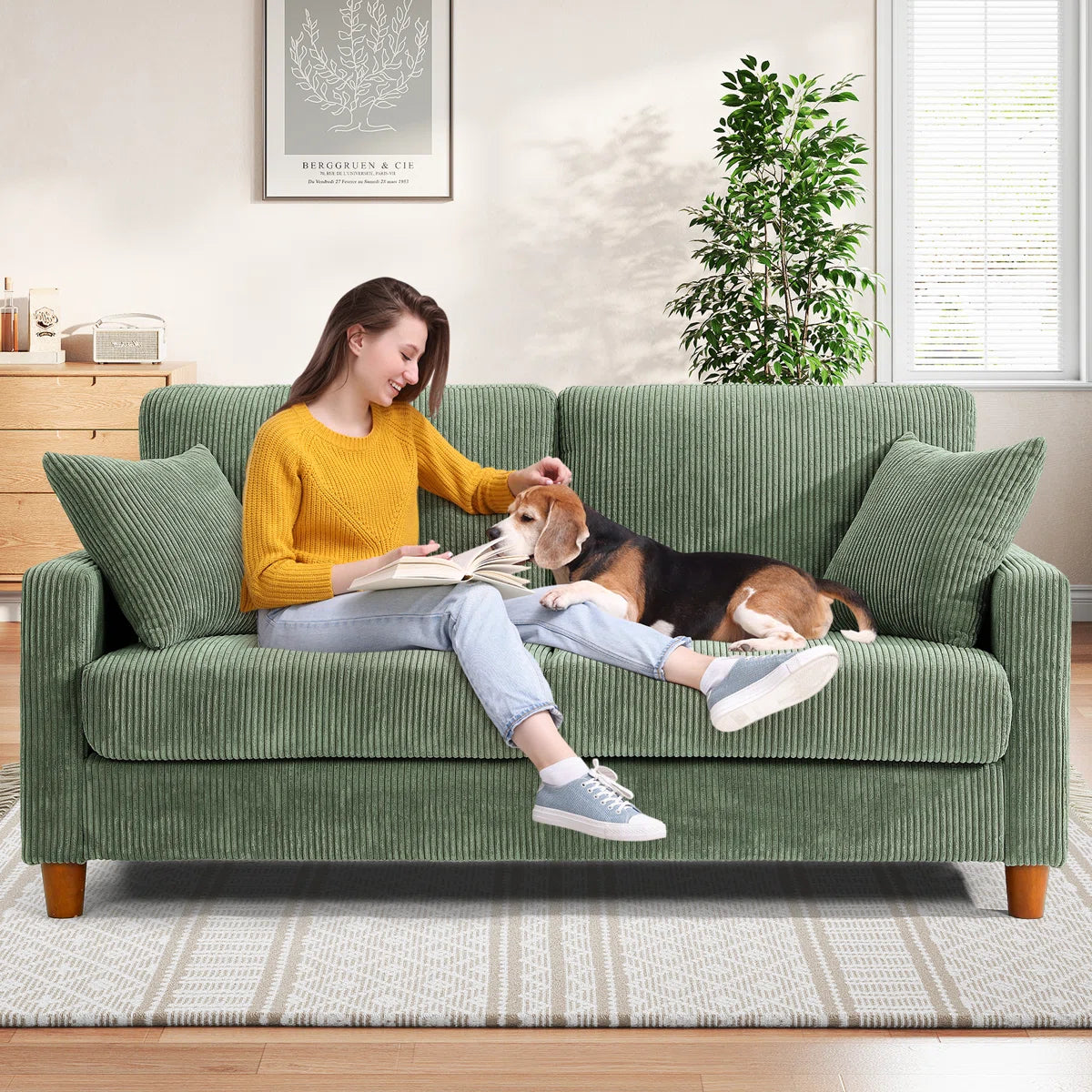 2-seater corduroy sofa