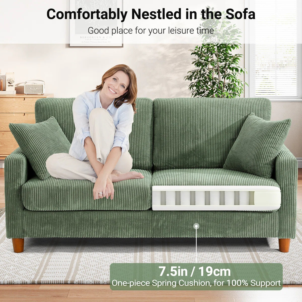 2-seater corduroy sofa
