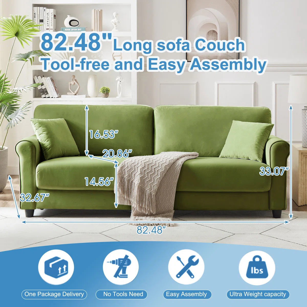 82.48'' Velvet Sofa