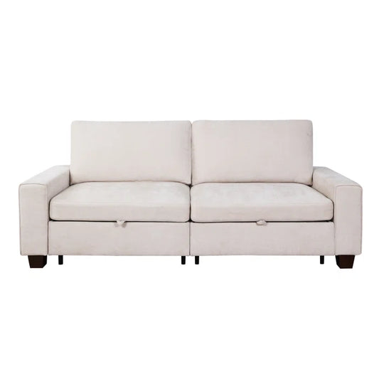 88'' W Upholstered Hidden Storage Sofa with Reversible Cushions & Removable Cover Chenille Loveseat