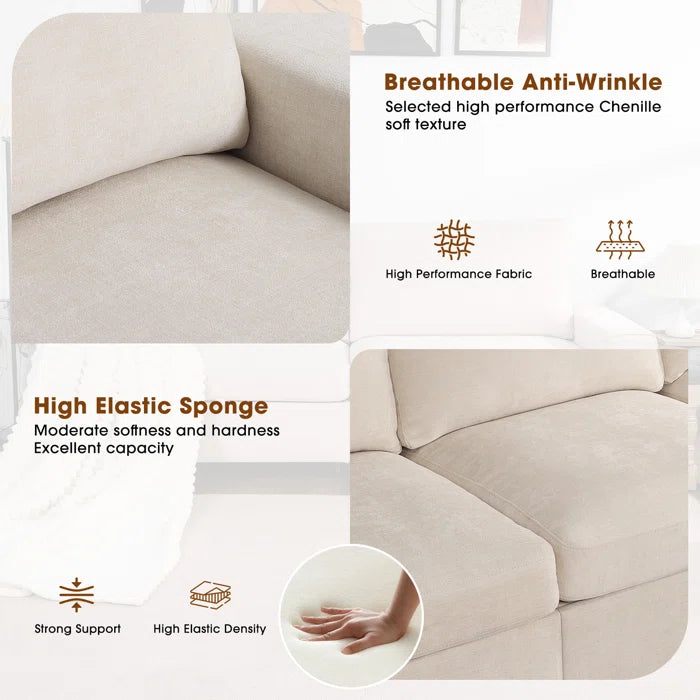 88'' W Upholstered Hidden Storage Sofa with Reversible Cushions & Removable Cover Chenille Loveseat