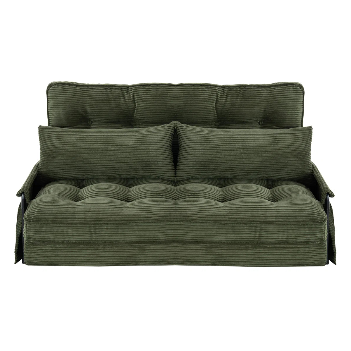 Adjustable Convertible Foldable Corduroy Sleeper Sofa Floor Bed With 2 Pillows