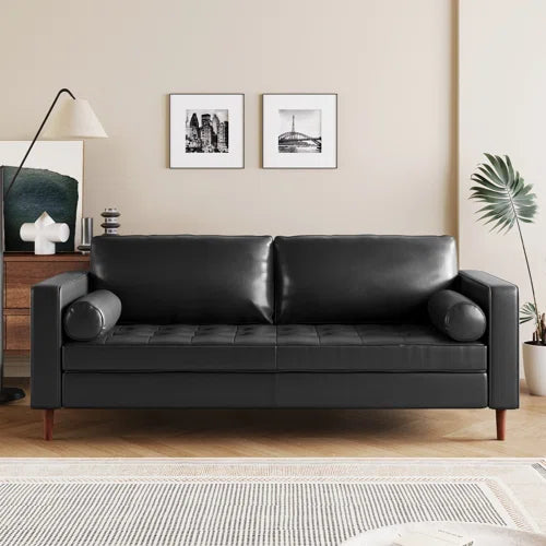 Purtell 82.25" Faux leather Square Arm Sofa