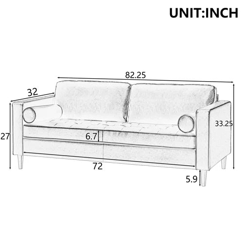 Purtell 82.25" Faux leather Square Arm Sofa