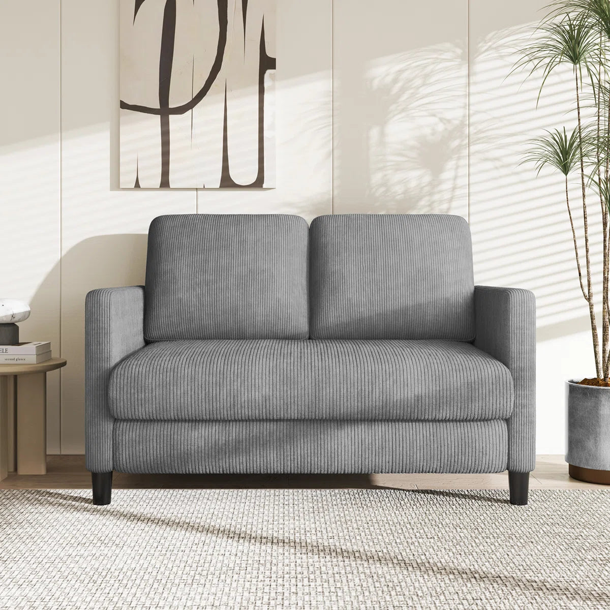 Small 2 seat 48" corduroy sofa, Comfy Sofa Couch with Spring Cushion
