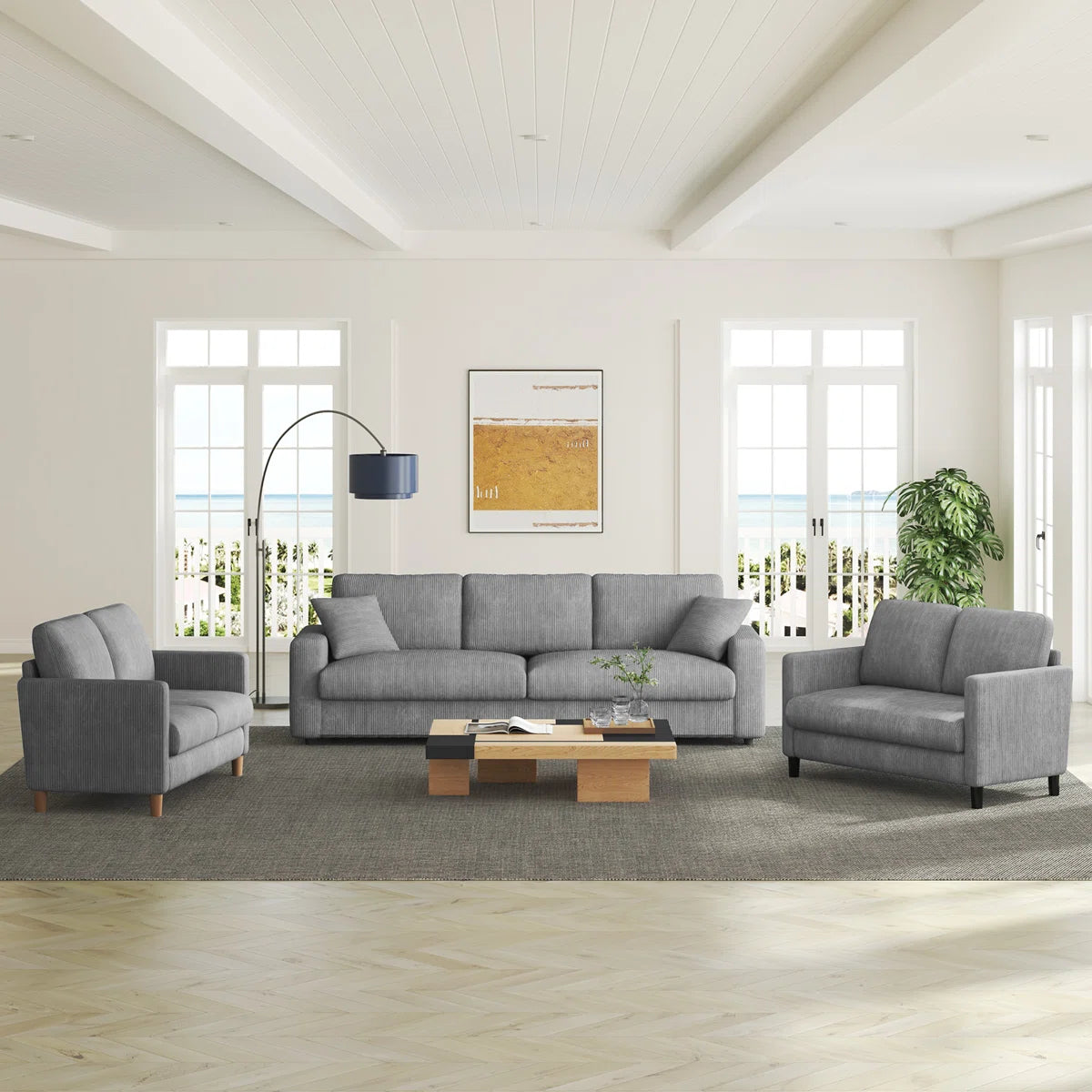 Small 2 seat 48" corduroy sofa, Comfy Sofa Couch with Spring Cushion