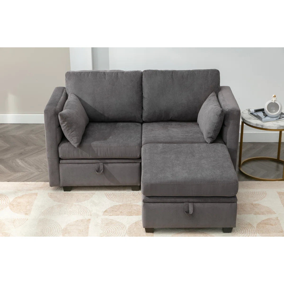 Toxi 58.26" Upholstered Loveseat with Ottoman