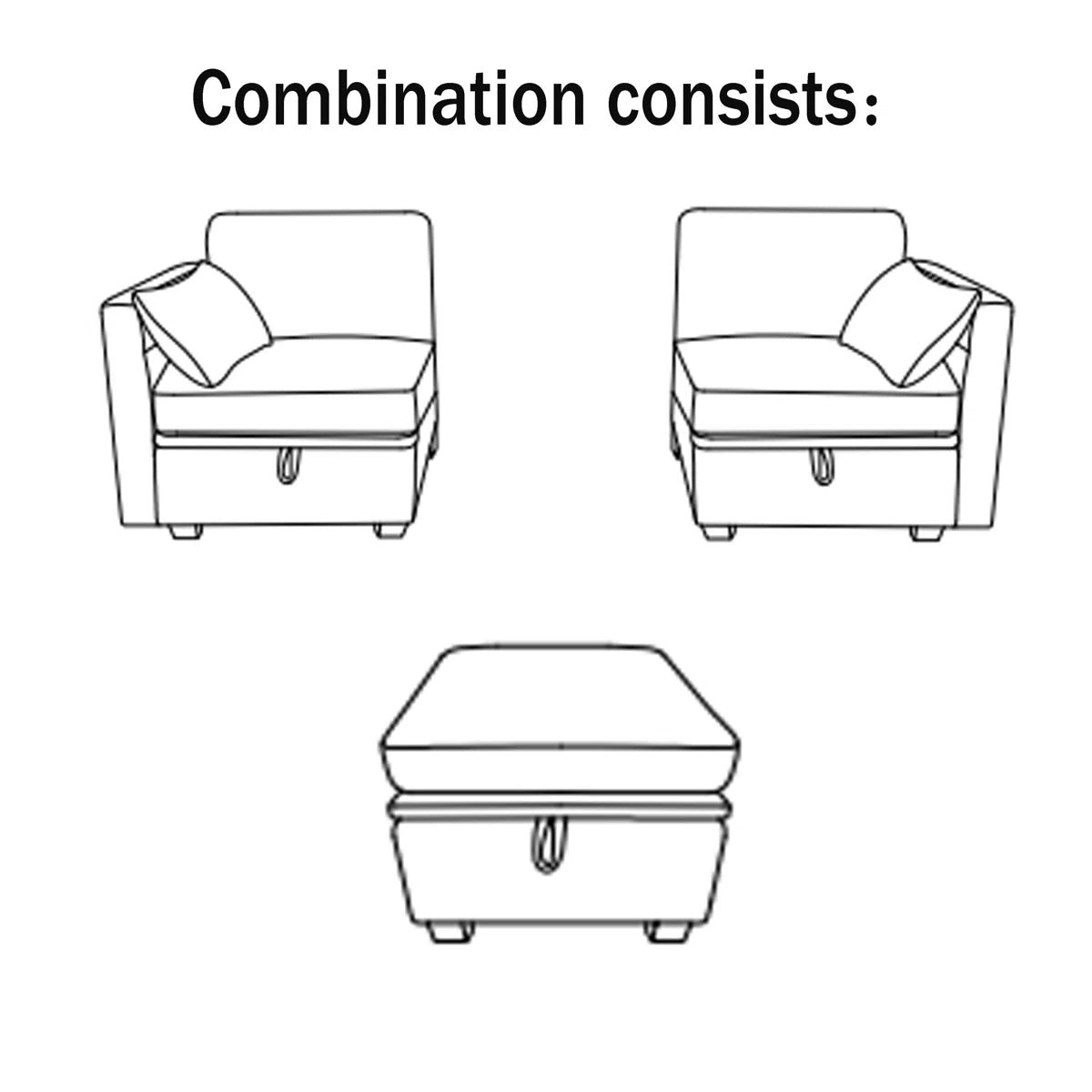 Toxi 58.26" Upholstered Loveseat with Ottoman